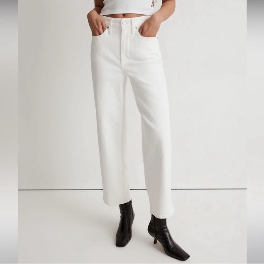 *Flaw* Madewell NWT Petite Perfect Vintage Wide-Leg Crop Jeans 32P Tile White